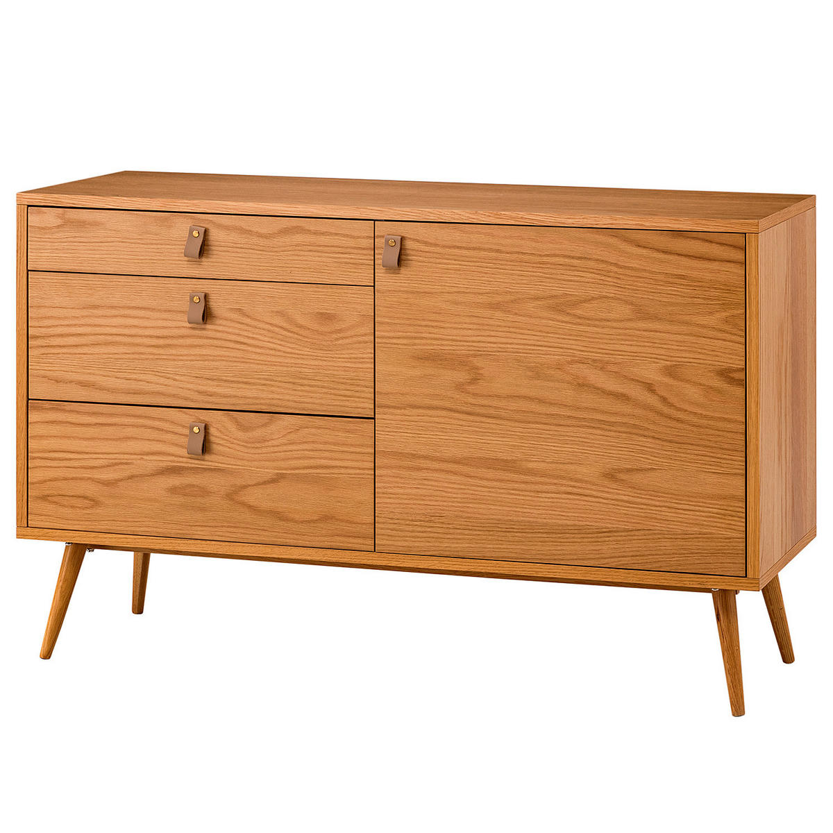 KOMMODE mit 1 Tür - Echtholzfurnier Eiche - Braun, Holzwerkstoff (120/75/40cm) - home24