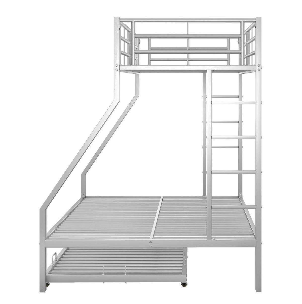 ETAGENBETT 90/140x200 cm mit Ausziehbett und Leitern auf beiden Seiten, Silber - Silberfarben, Holzwerkstoff (90/200cm) - Redom