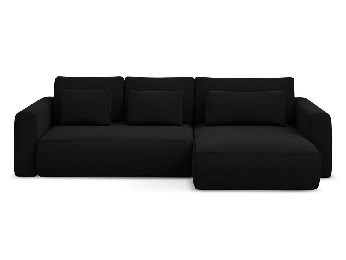ECKSOFA mit Schlaffunktion Samt Stoff Schwarz - Schwarz, Kunststoff/Textil (278/149cm) - Makamii