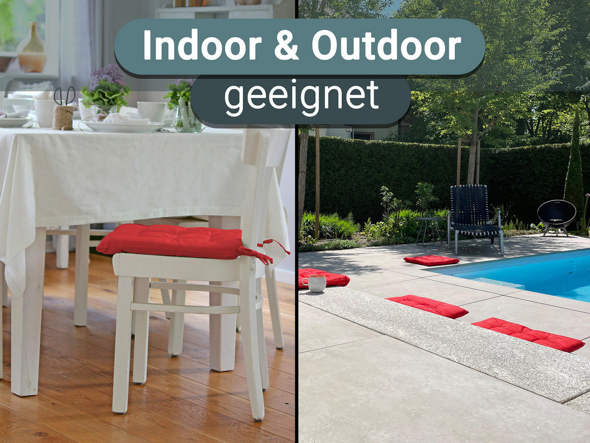 STUHLKISSEN, 4er-Set, 40x40 cm, 100% Polyester, Rot - Rot, Textil (40/40/3cm) - Zollner
