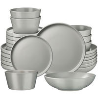 TAFELSERVICE Una,ineinander stapelbar,grau - Grau, Keramik (26/2.3/26cm) - tectake