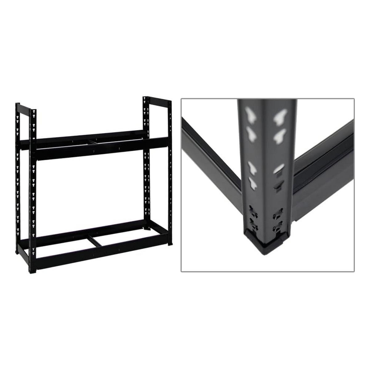 REIFENREGAL Tiger 2er-Set mit 2x 100x110x35 cm 150 kg Fachlast bis zu 16 Reifen mit Ebenen Schwarz - Schwarz, Metall (220/100/35cm) - PROREGAL