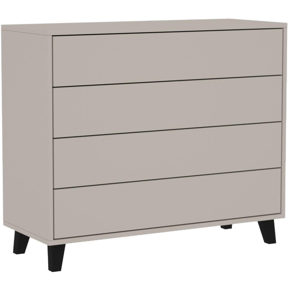 KOMMODE Home mit 4 Schubladen, 80 cm, ohne Griffe, Kaschmir - Kaschmir/Schwarz, Holzwerkstoff (80/85/40cm) - Beautysofa