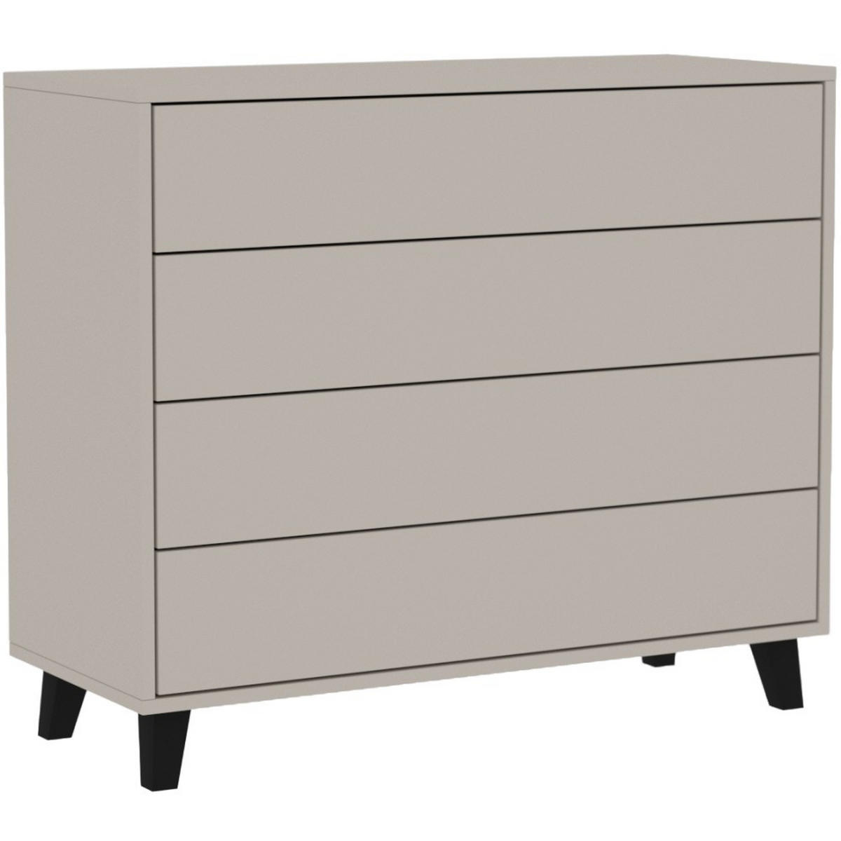 KOMMODE Home mit 4 Schubladen, 100 cm, ohne Griffe, Kaschmir - Kaschmir/Schwarz, Holzwerkstoff (80/85/40cm) - Beautysofa