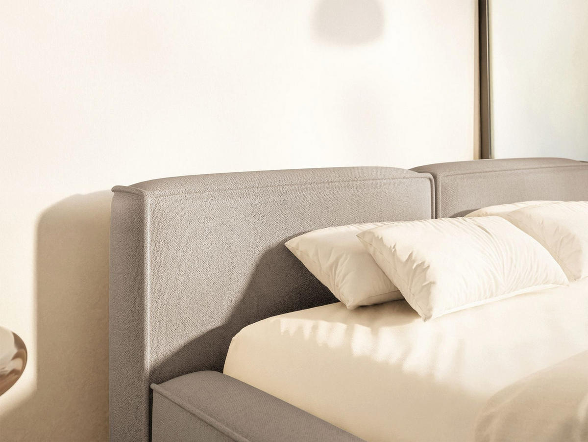 POLSTERBETT Tilves Slim Beige 180x200 cm - Beige/Schwarz, Kunststoff/Textil (180/200cm) - Selsey