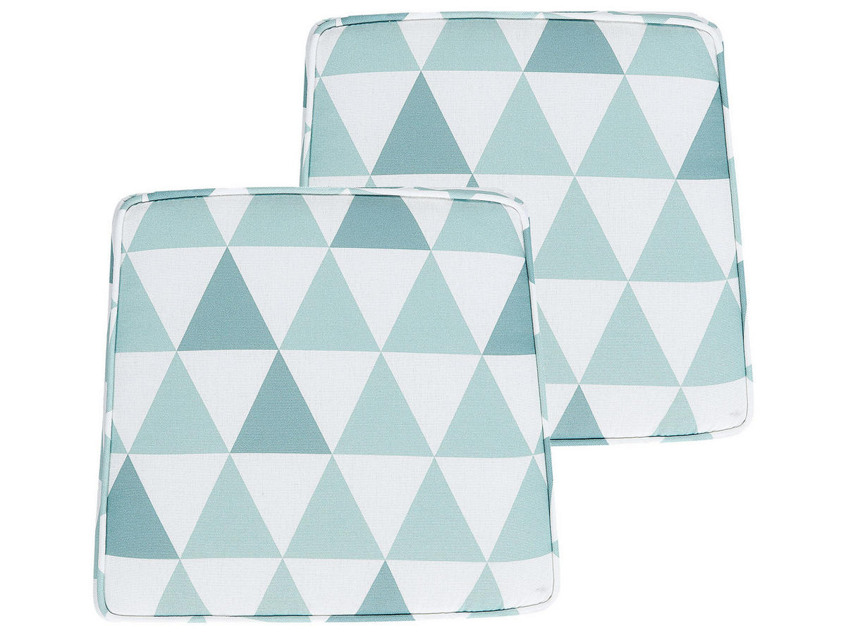 GARTENSTUHLKISSEN 2er-Set Hellblau 37/34 cm Terni - Blau/Weiß, Textil (37/5/34cm) - Beliani