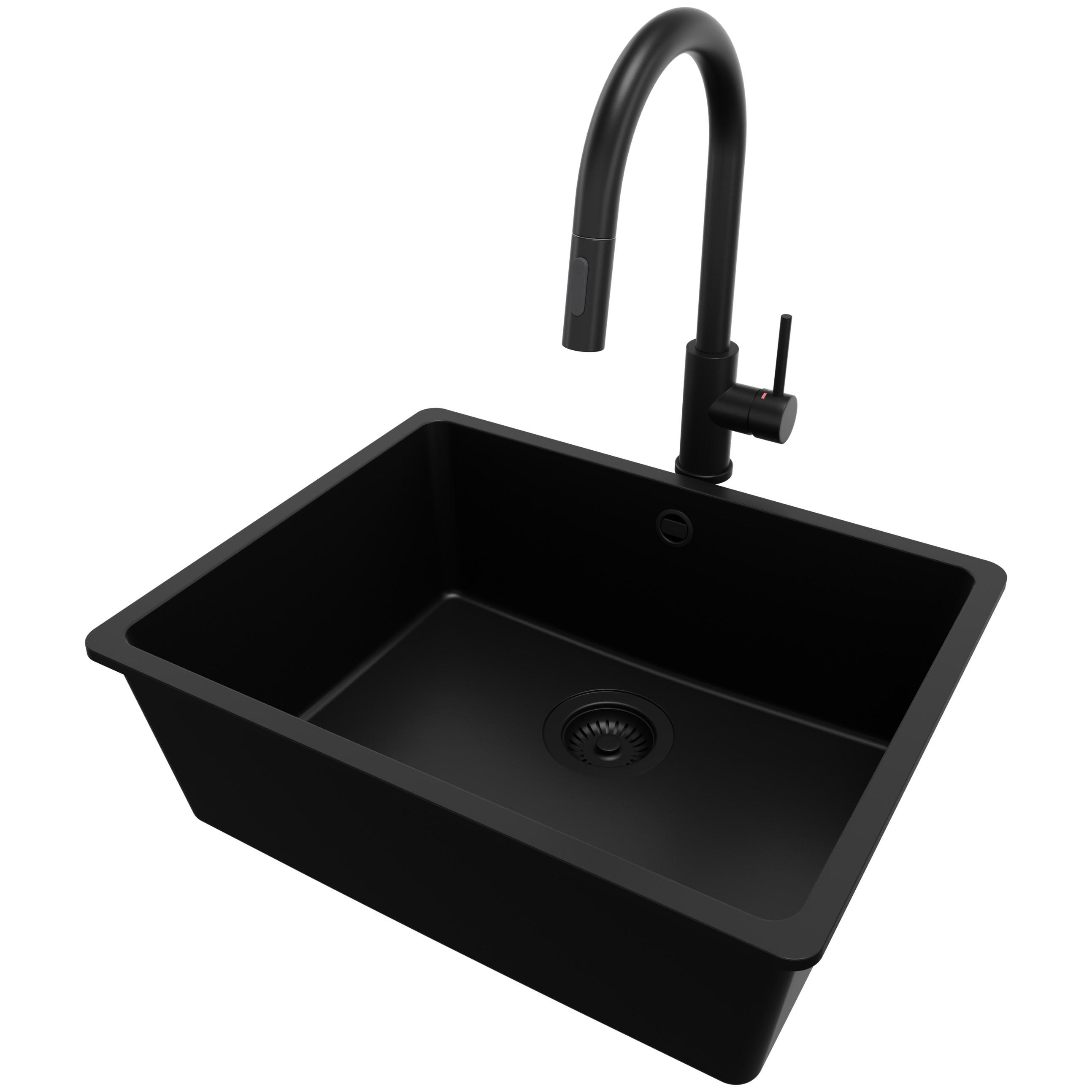 Primagran Unterbauspüle Schwarz, Schwarz, Schwarz 56x20x44 cm