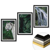 WANDBILDER 3er-Set - 40x60 cm Schwarzer Rahmen - Wasserfall aus weißen Tigerblättern - Schwarz, Kunststoff (40/60cm) - ArtPrintCave