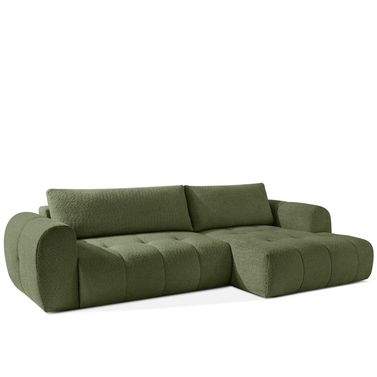 ECKSOFA RECHTS LIRA, Olivgrün, Bouclé - Olivgrün, Holz/Holzwerkstoff (295/112cm) - KONSIMO®