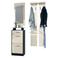 GARDEROBE Loret Front in Creme Hochglanz - Creme, Holzwerkstoff (140/200/23cm) - Vladon