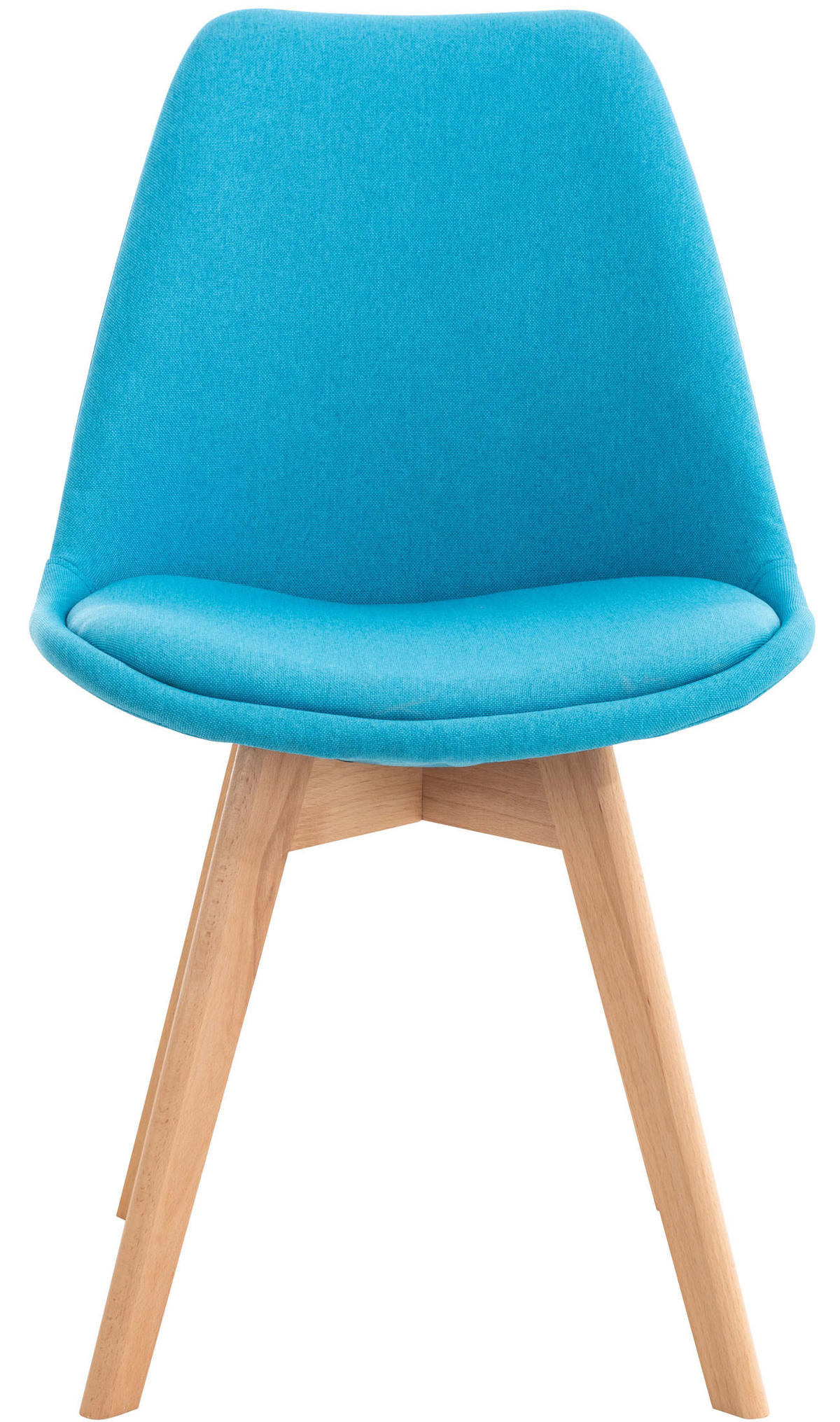 STUHL 4er Set Stoff türkis - Türkis/Eukalyptusholzfarben, Holz/Textil (49/83/50cm) - CLP