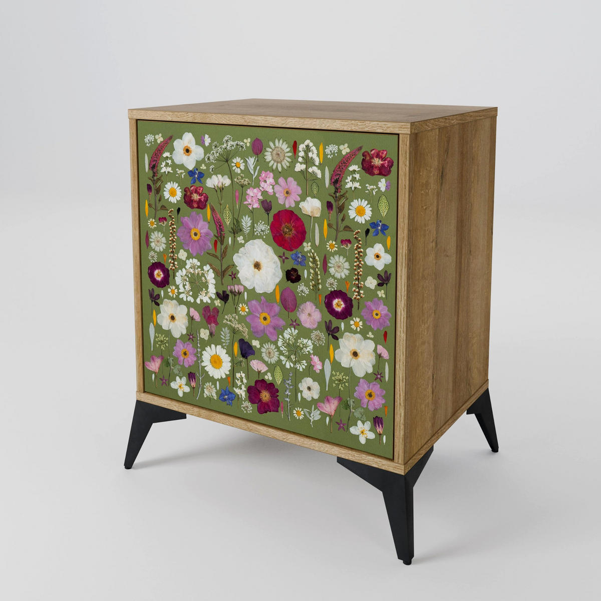 SIDEBOARD WILD GARDEN, Eichefarben, 57,5x42x75,5 cm, Goldfarbene Metallfüße - Eichefarben/Goldfarben, Holzwerkstoff/Metall (57.5/75.5/42cm) - SpaceRebels