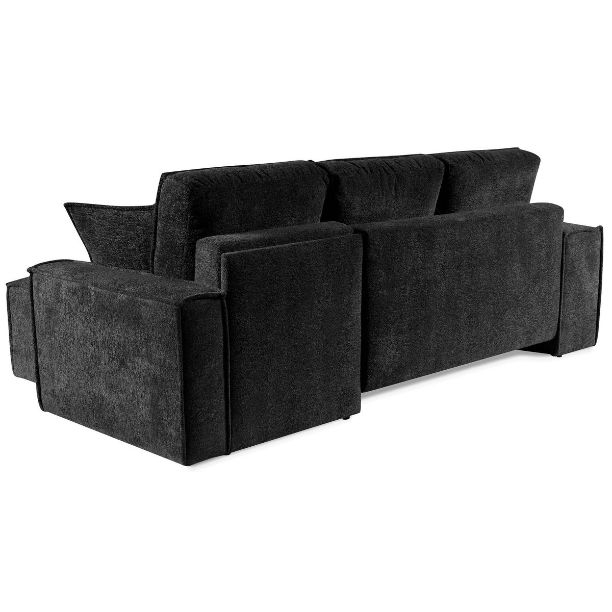 ECKSCHLAFSOFA Colby mit Schlaffunktion und zwei Hockern, universeller Ottomane, Anthrazit - Anthrazit, Textil (265/155cm) - Beautysofa