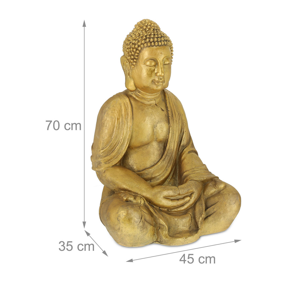 BUDDHA-FIGUR - Goldfarben, Kunststoff (45/70/35cm) - Relaxdays