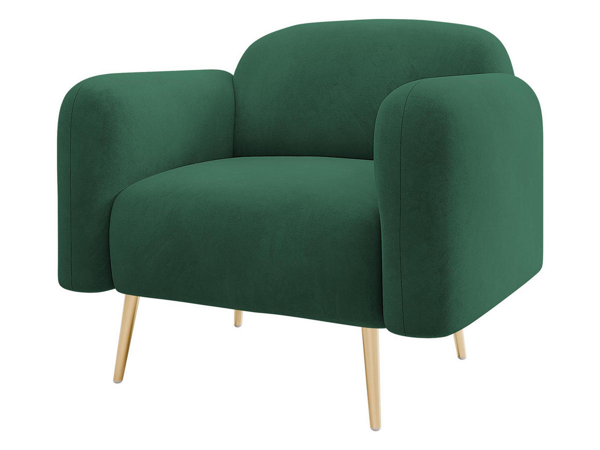 SESSEL Nami 1 - Goldfarben/Grün, Holz/Textil (90/75/71cm) - MIRJAN24