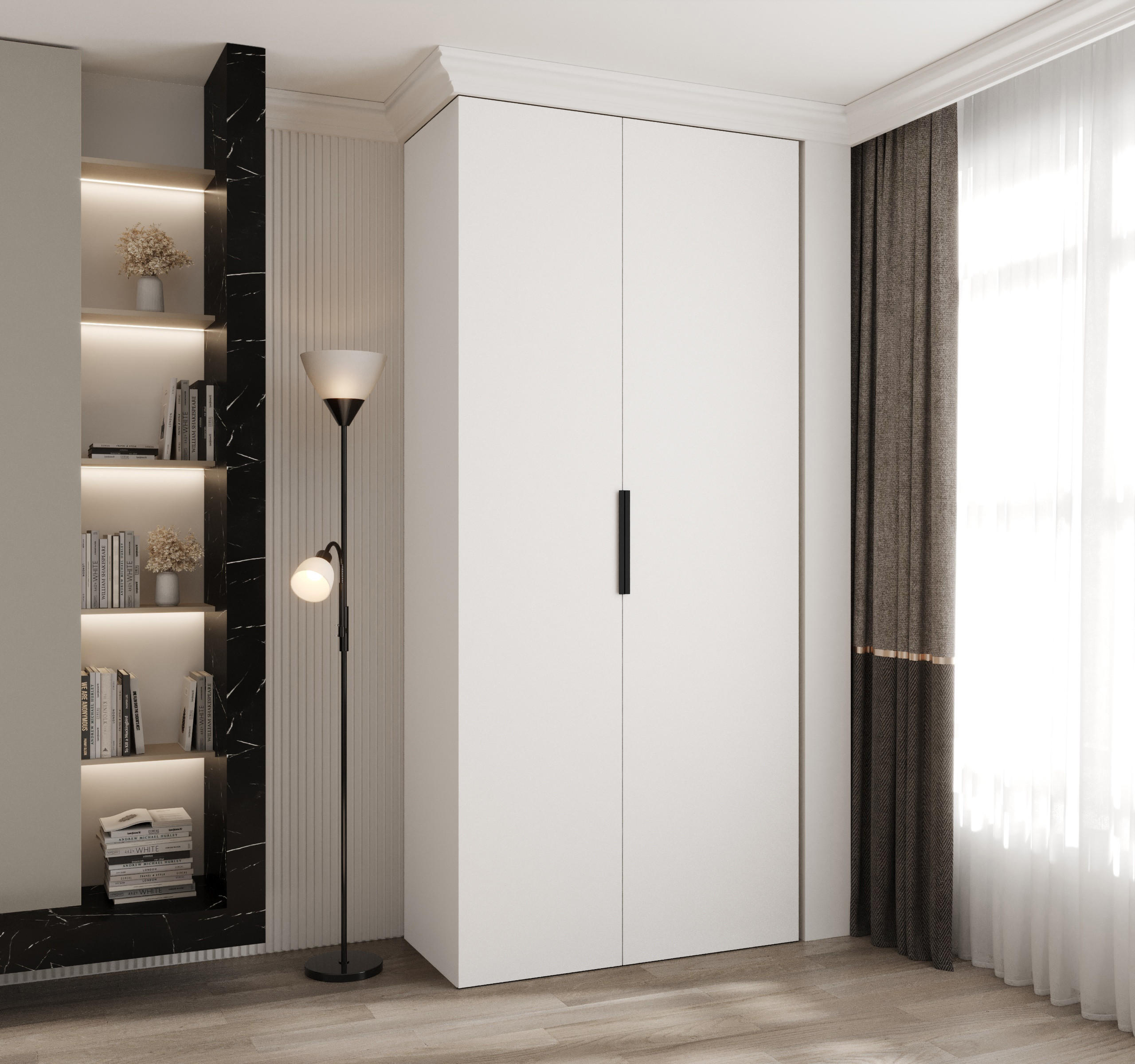 DREHTÜRENSCHRANK 245,5/110/50 2-türig - Schwarz/Weiß, Holz/Metall (110/245.5/50cm) - Abiks Möbel