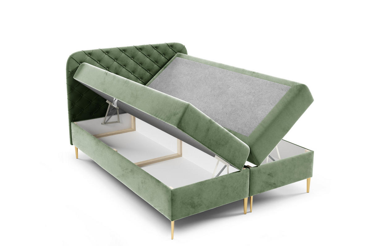 BOXSPRINGBETT mit zwei Bettkasten 120x200 cm in Salbeigrün - Salbeigrün, Textil (120/200cm) - Home Collective