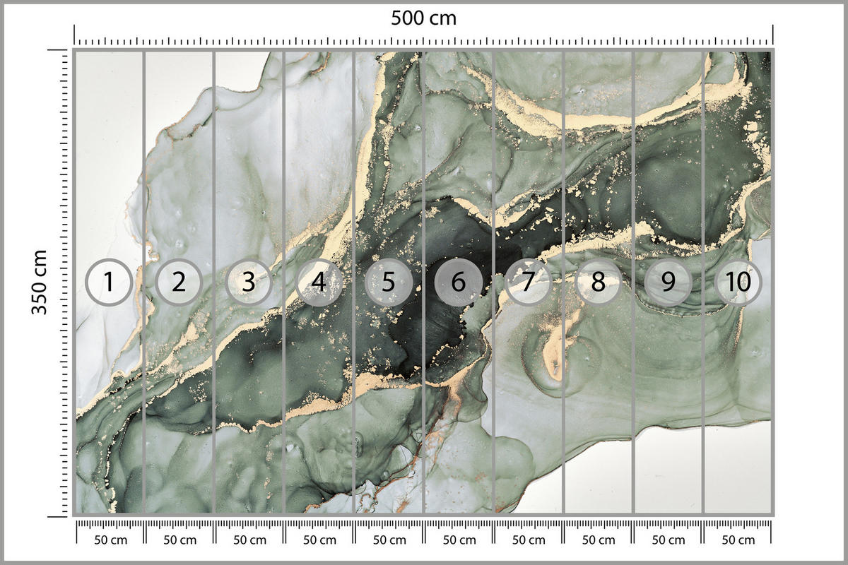 FOTOTAPETA Pre Kuchyňu Elegantný Zelený Mramor Zlato Glamour 500 x 350 cm - zelená, papier (500/350cm) - Muralo