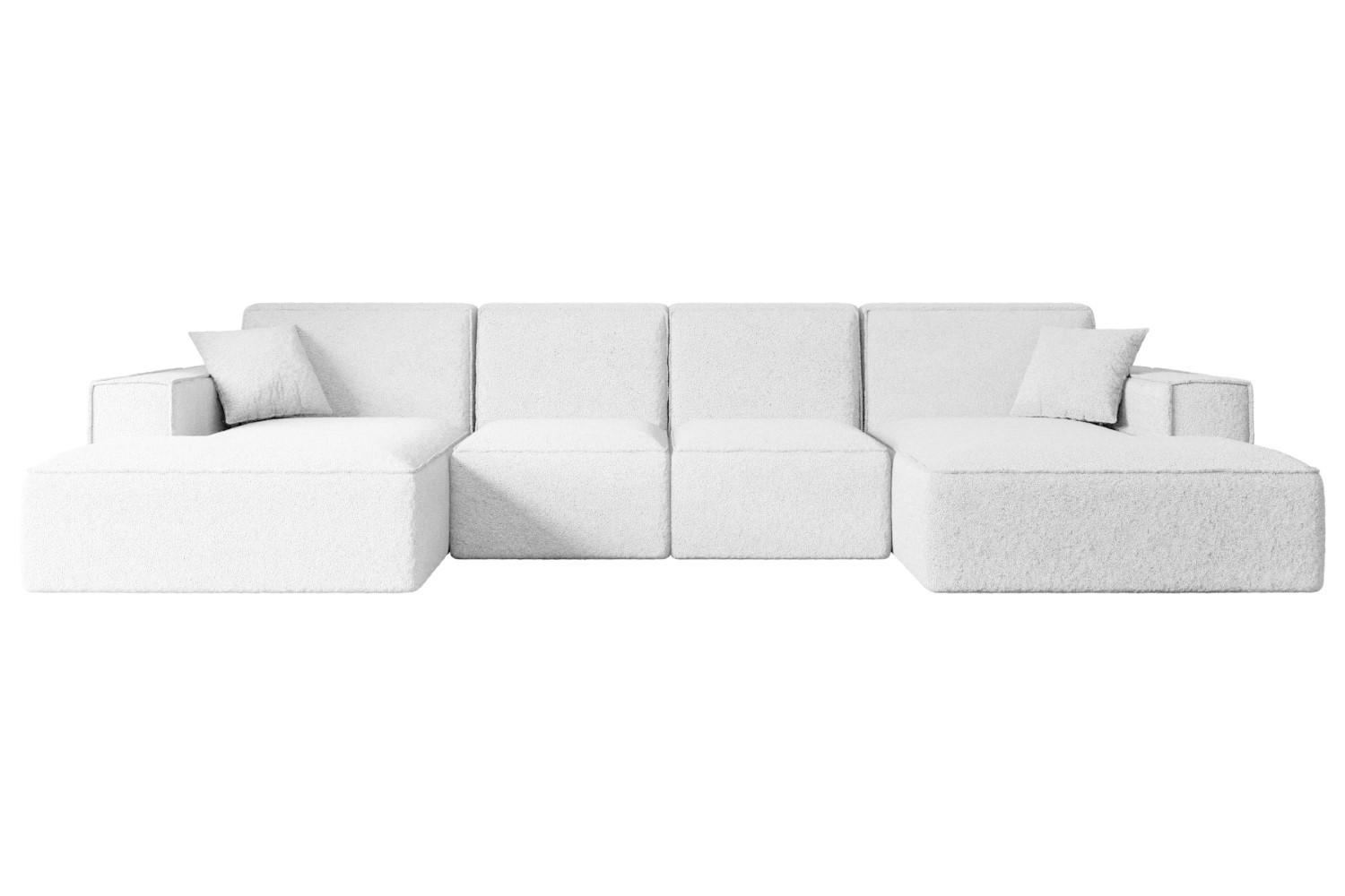 WOHNLANDSCHAFT SIERRA-U - 344x165x73 cm Weiß Bouclé - Schwarz/Weiß, Holzwerkstoff/Kunststoff (344/73/165cm) - ALTDECOR