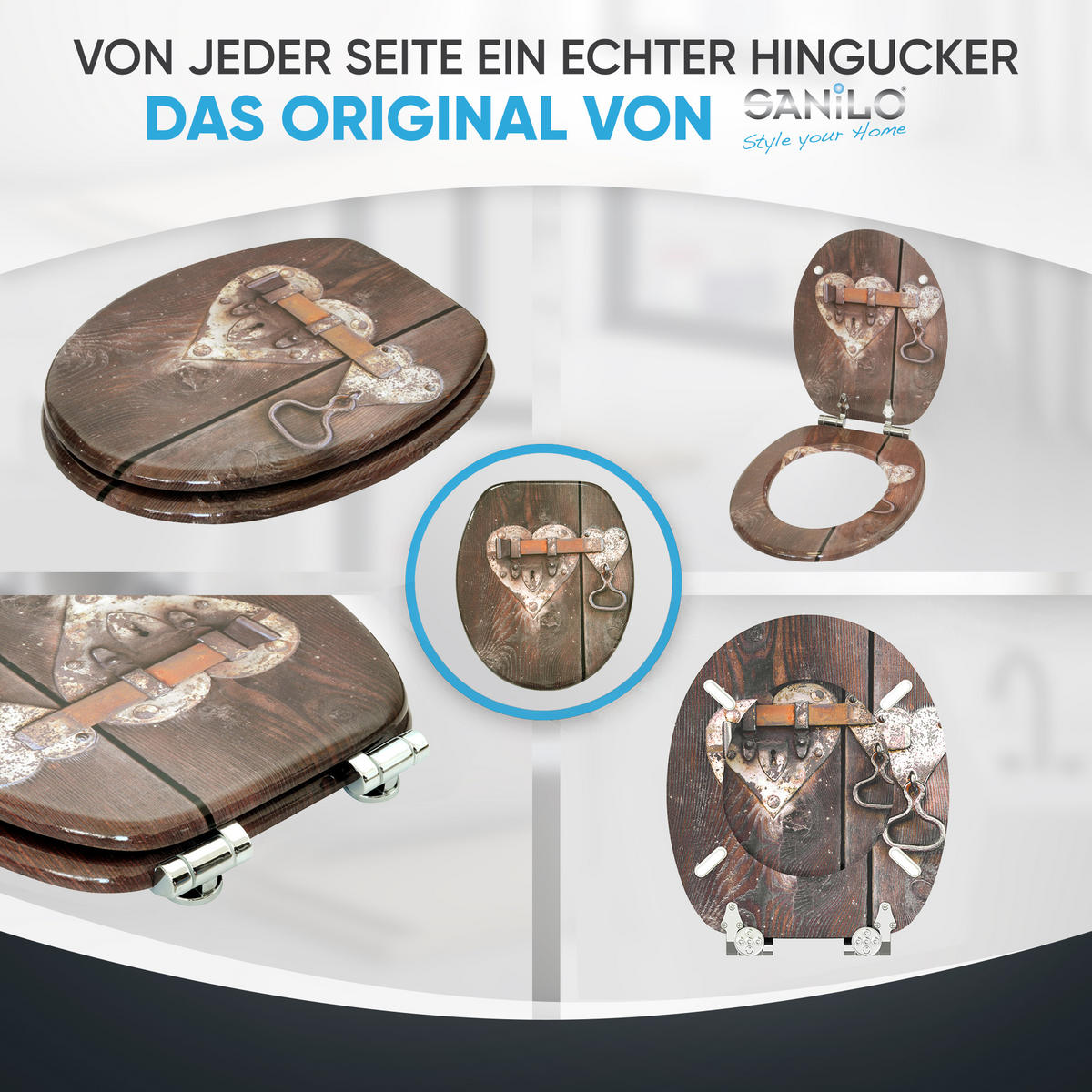 WC-SITZ mit Absenkautomatik Türschloss - Braun, Holzwerkstoff (38/6/47cm) - Sanilo