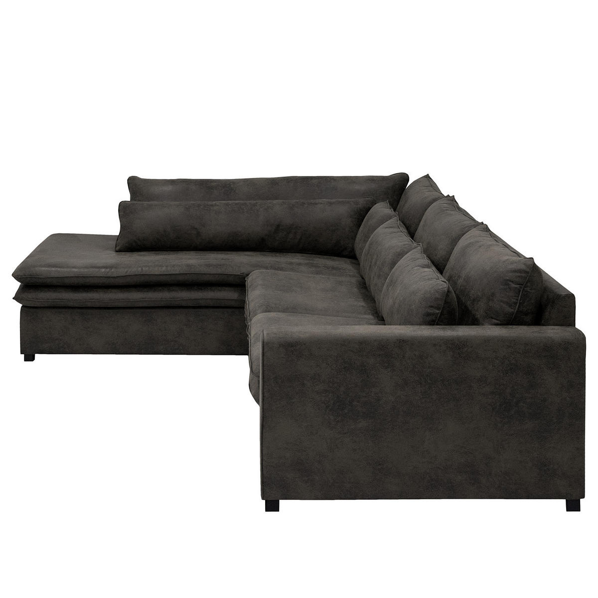 ECKSOFA mit Ottomane - Dunkelbraun/Anthrazit, Buchenholz/Textil (299/216cm) - home24