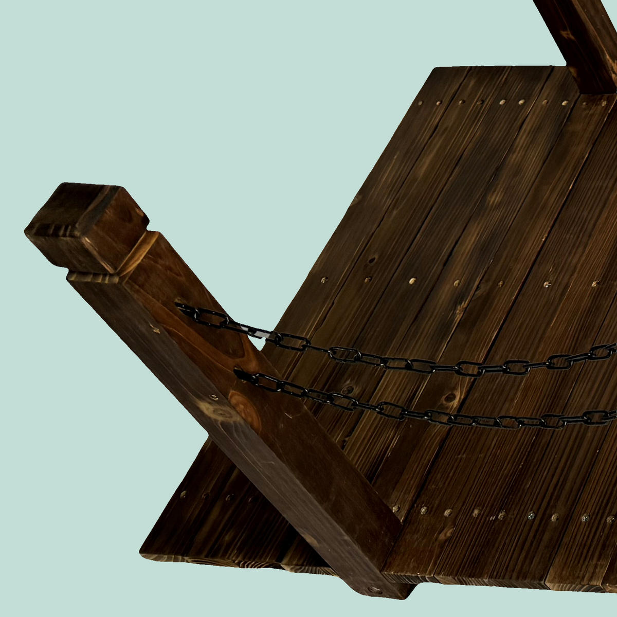 GARTENBRÜCKE Braun Tannenholz Ketten 55x150x67 cm - Braun, Holz/Metall (67/150/55cm) - Relaxdays