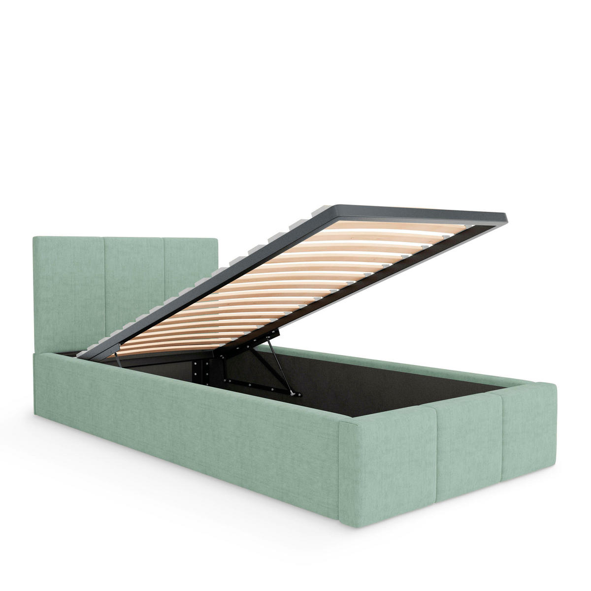 POLSTERBETT für Schlafzimmer Bett mit Stauraum Mint 90x200cm Kopfteil 120cm - Grün, Holzwerkstoff/Metall (90/200cm) - Muralo