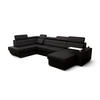 WOHNLANDSCHAFT KONGO RBN20, Eckcouch in U-Form mit Schlaffunktion, Farbe: Schwarz, Kunstleder, Ottomane Rechts - Schwarz, Textil (340/103/200cm) - O-Sofa