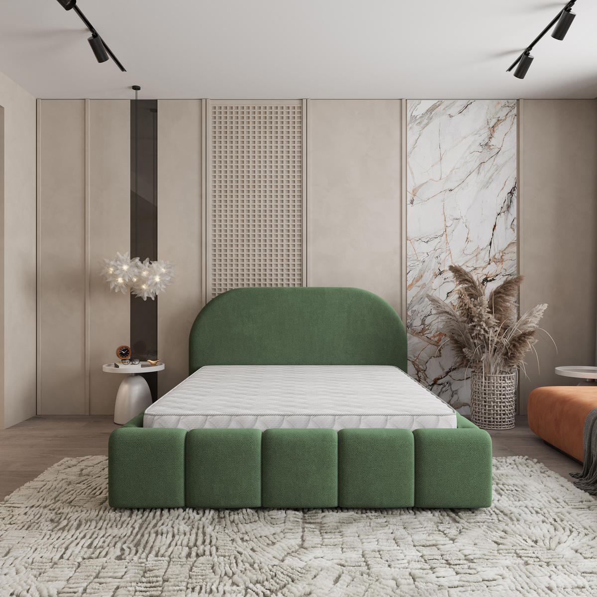 POLSTERBETT FLUSSO 160x200 cm mit Bettkästen - Grün - Grün, Holz (160/200cm) - MASSENO