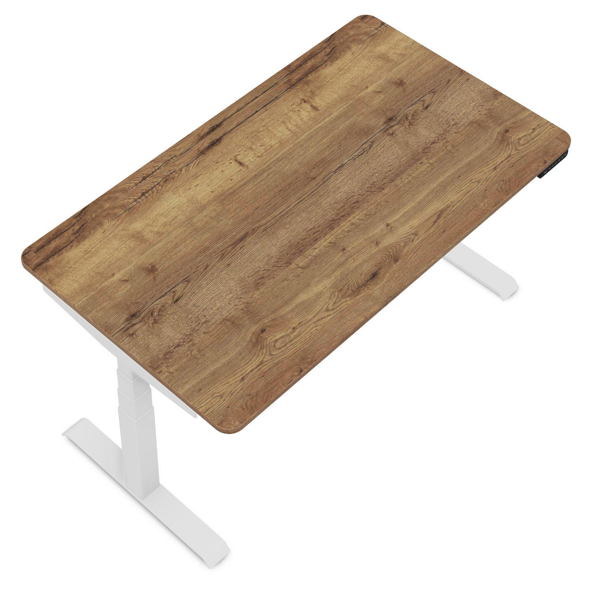 SCHREIBTISCH Elektrisch Höhenverstellbarer Familien Schreibtisch Pitino Curved Eiche Tabak Signalweiß 120/80/52.5-121cm - Eiche Wotan/Weiß, Holzwerkstoff/Metall (80/120/121cm) - ASSMANN