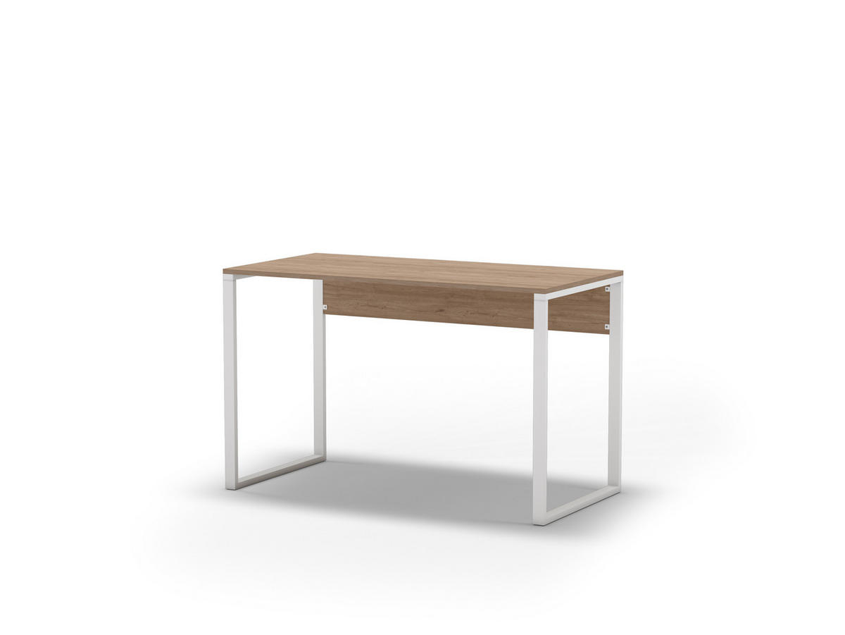 SCHREIBTISCH Inna Eiche 100/60/75 cm - Eichefarben/Weiß, Holzwerkstoff/Metall (60/100/75cm) - Decortie