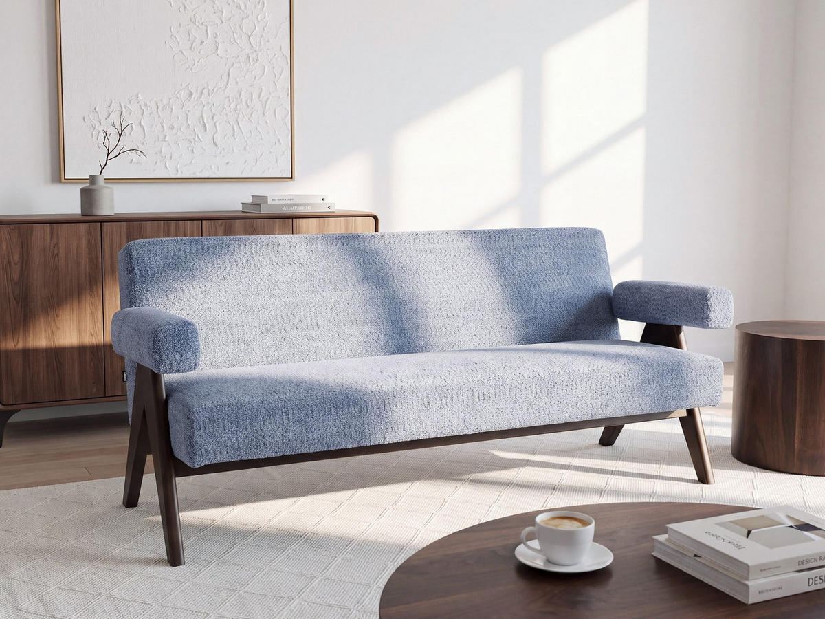 2-SITZER-SOFA Chenillegewebe Hellblau/Dunkelbraun Tamre - Hellblau, Textil (148/79/78cm) - Beliani