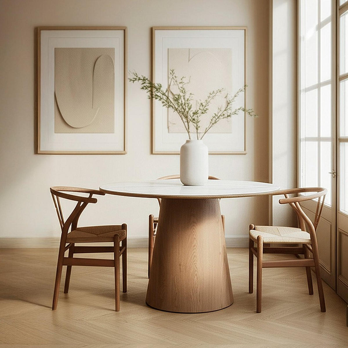 ESSTISCH Gaia Blanco / Natural 115 cm x 75 cm - Weiß, Holzwerkstoff (115/115/75cm)