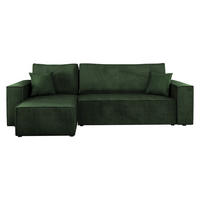 ECKSOFA Karl Cord - Schwarz/Grün, Holz/Kunststoff (244/145cm) - MIRJAN24