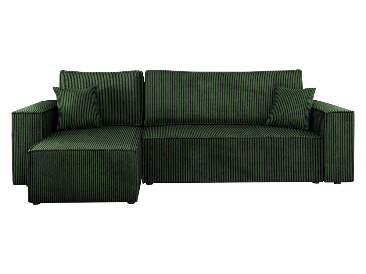 ECKSOFA Karl Cord - Schwarz/Grün, Holz/Kunststoff (244/145cm) - MIRJAN24