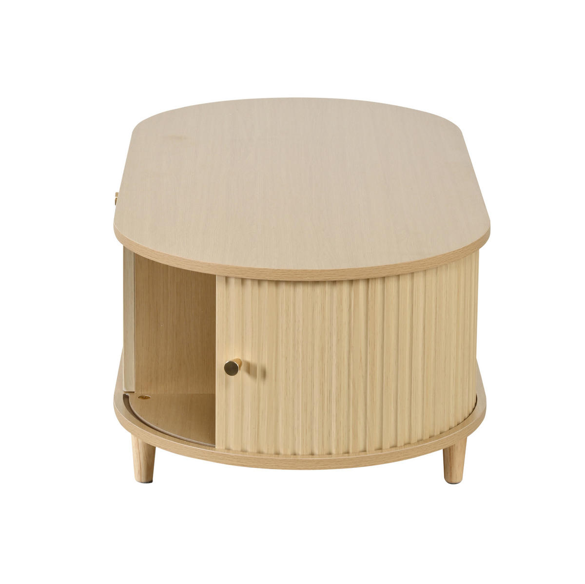 COUCHTISCH aus MDF 100x50x36 cm Eiche mit Schublade und Rollladentüren - Eichefarben, Holzwerkstoff (100/50/36cm) - IVMEU