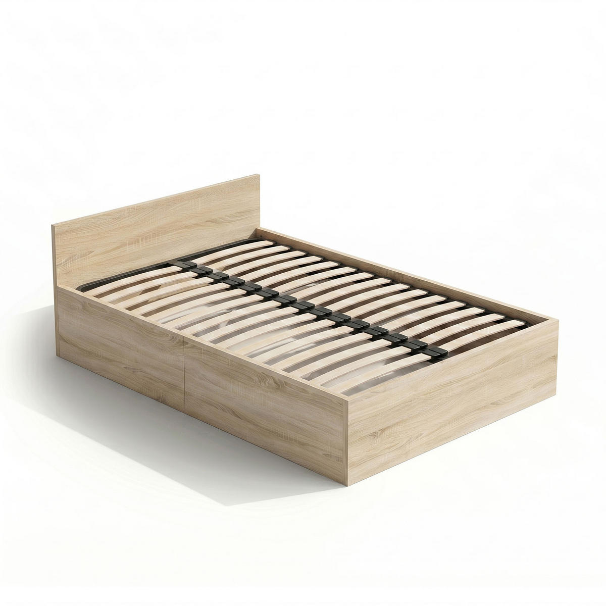 BETT mit Bettkasten 100x200 cm Metalllattenrost Sonoma Eiche - Sonoma Eiche, Holzwerkstoff (100/200cm) - Akord