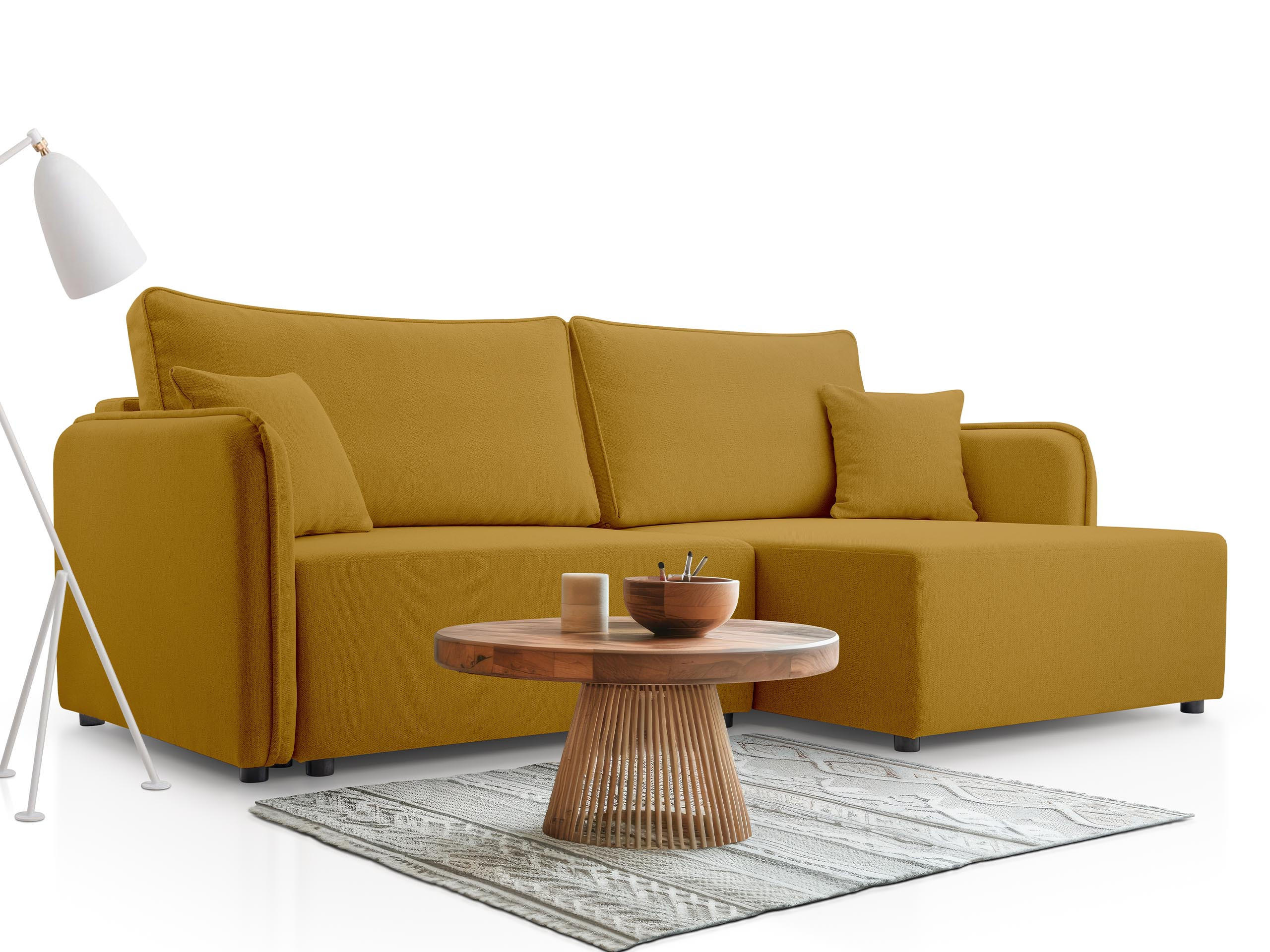 ECKSOFA Malody, Seite: Rechts - Gelb/Schwarz, Holz/Kunststoff (227/147cm) - MIRJAN24