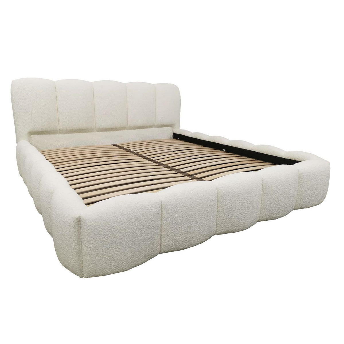 POLSTERBETT Catania 180/200 cm Creme Bouclé inkl Matratze - Creme, Textil (180/200cm) - Juskys