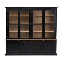 VITRINENSCHRANK MASSIVHOLZ AKAZIE 268/50/268 cm - Schwarz, Naturmaterialen (268/50/54cm) - Signature