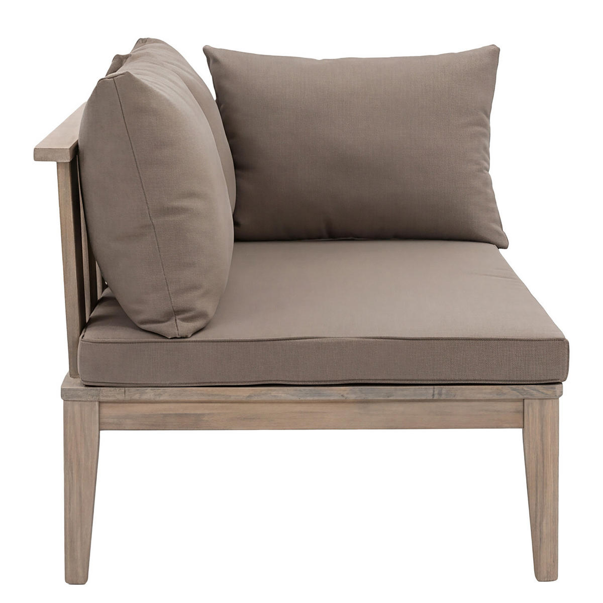 LOUNGESET - 4-teilig - Akazie massiv / Webstoff - Braun / Taupe - Taupe, Holz/Textil - home24