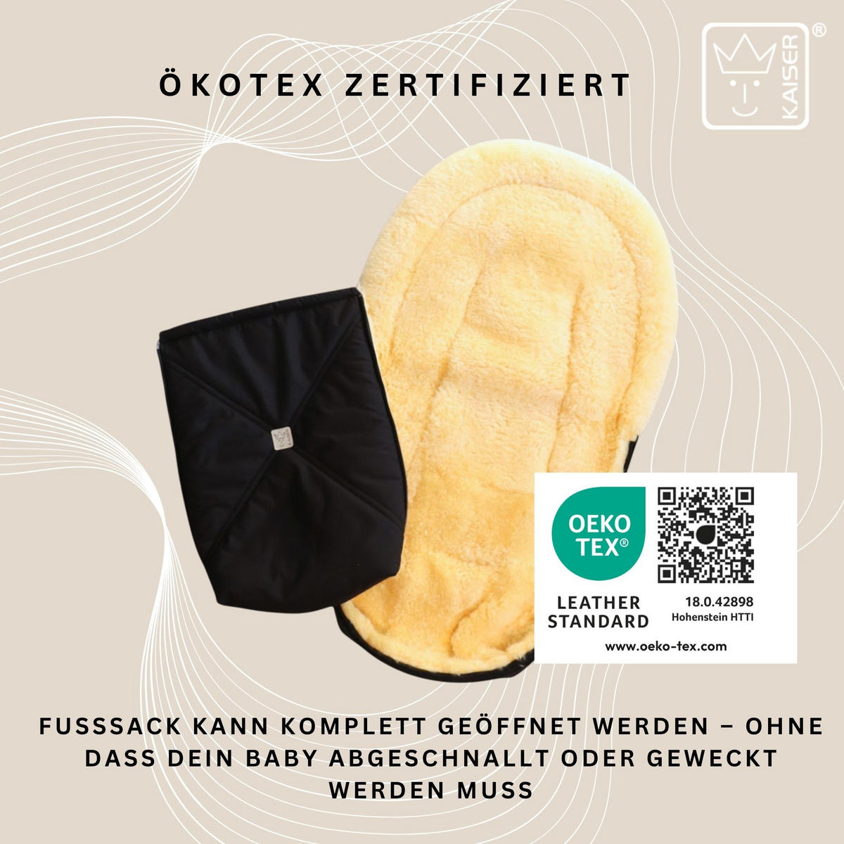 LAMMFELL-BABYSCHALENFUSSSACK Emmy, black - Schwarz, Fell (37/10/80cm) - Kaiserbaby