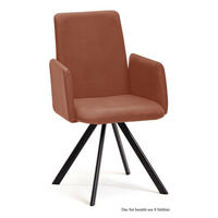 ARMLEHNSTUHL (8er-Set) Daune 52x92x60 Schwarz/Cognac - Cognac/Schwarz, Kunststoff (60/92/52cm) - 58aufmkessel