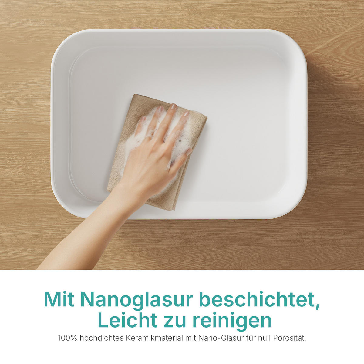 WASCHBECKEN Keramik R-Ecken 50,5 / 37 / 11 cm - Weiß, Keramik (50.5/11/37cm) - EMKE