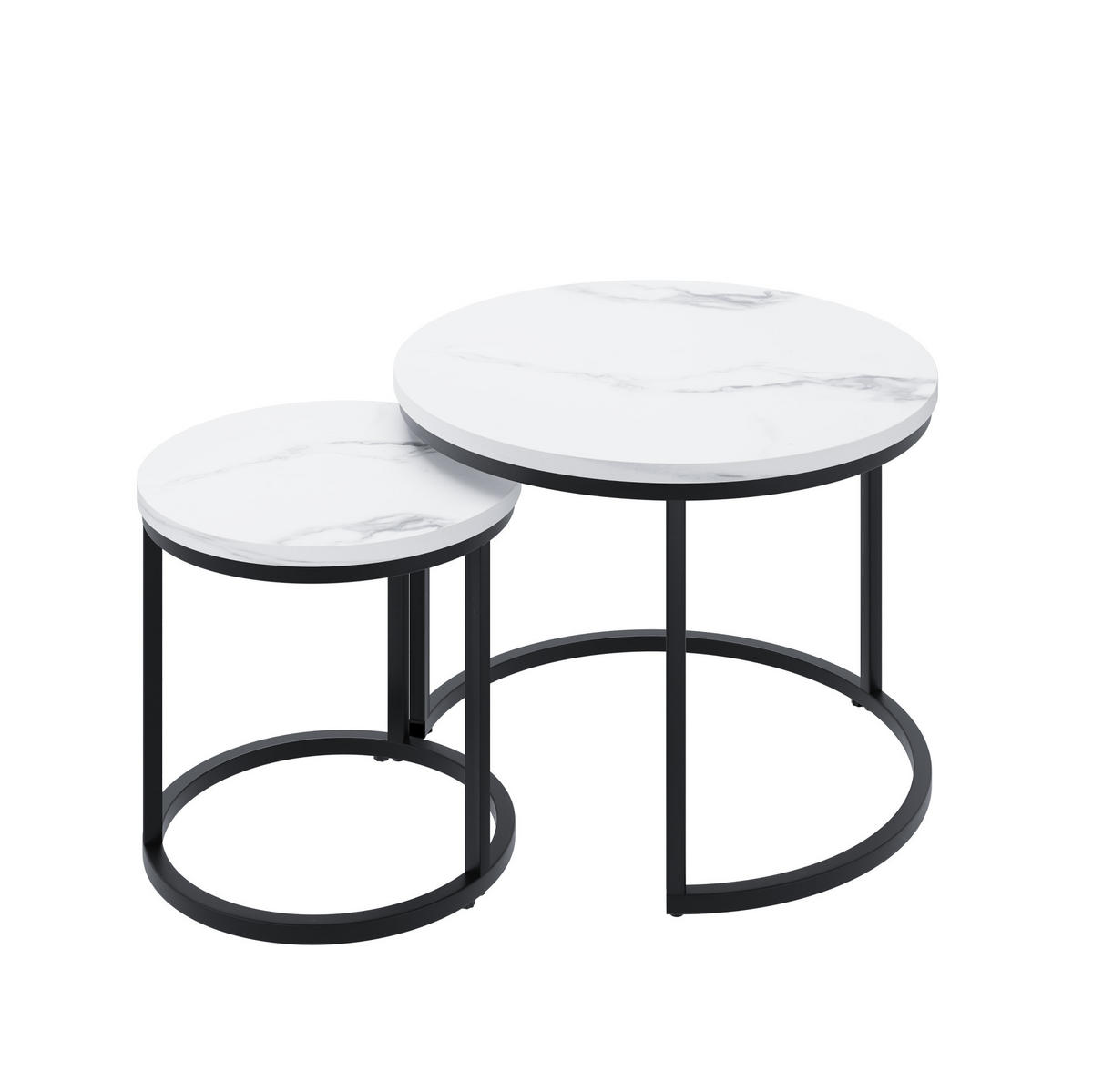 COUCHTISCH-SET 60/60/45 cm & 40/40/40 cm in Weiß mit Metallgestell, 2-teilig - Weiß, Holzwerkstoff (60/60/45cm) - Flora Grace