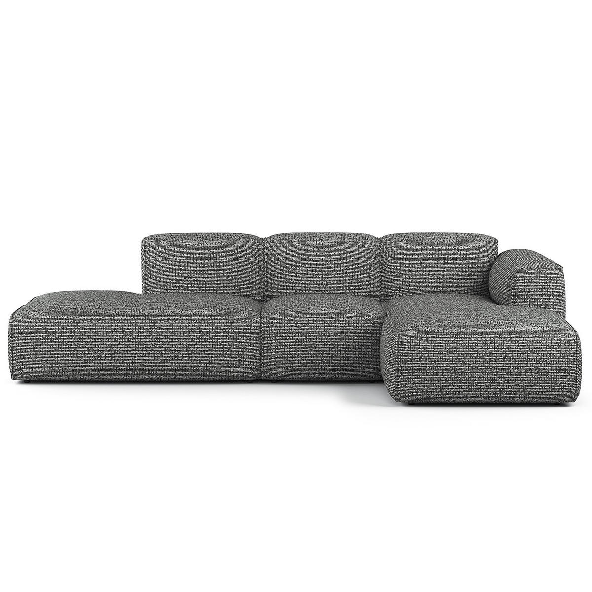 ECKSOFA mit Chaiselongue - Schwarz/Grau, Kunststoff/Textil (290/173cm) - home24