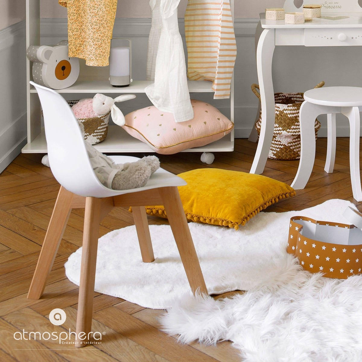 KINDERSTUHL Holz, Naturfarben - Weiß, Holz/Kunststoff (34/58/30cm) - Atmosphera Createur d´interieur