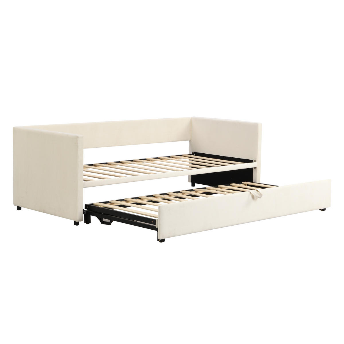 AUSZIEHBETT 90/180/200 cm DE-01728, in Beige, mit Lattenrost - Beige, Holz (90/200cm) - ComfortXL