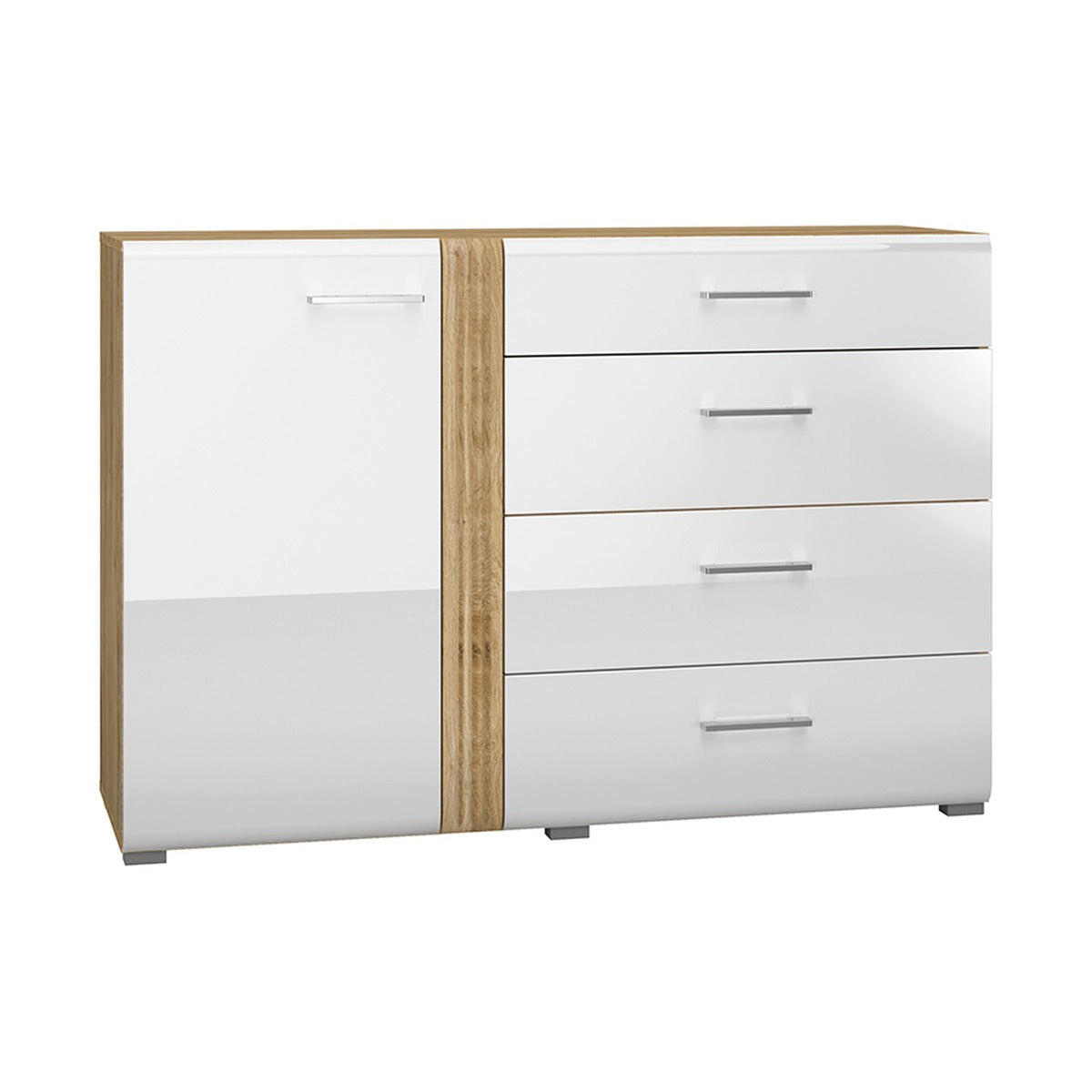 KOMMODE – 134 cm – Adagio – Weiß / Eichefarben - Eichefarben/Weiß, Holzwerkstoff (134/90/42cm) - hi-markt