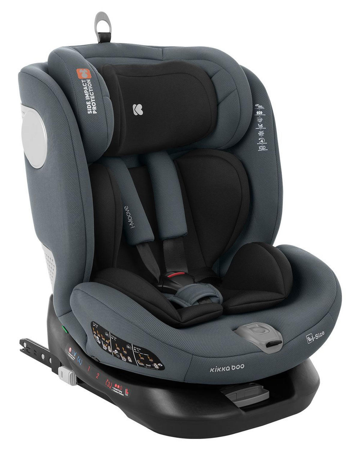 KINDERSITZ i-Moove i-Size grau (40-150cm) Isofix 360-Grad-Drehung Kopfstütze - Grau, Kunststoff (45/59/49cm) - Kikka boo